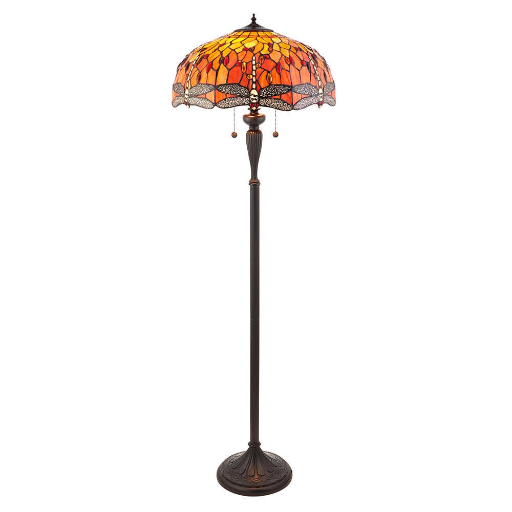 Lampada da terra Tiffany Dragonfly Flame rossa 2xE27