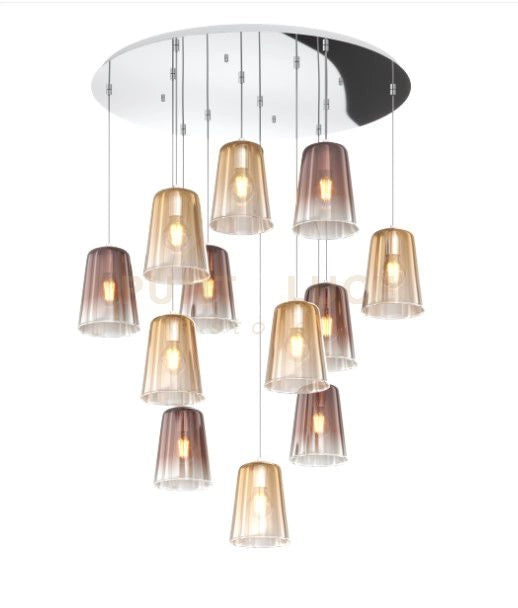 SOSPENSIONE CROMO TONDA 12 LUCI (6 AM + 6 RA) 1164CR-S12 T-AR