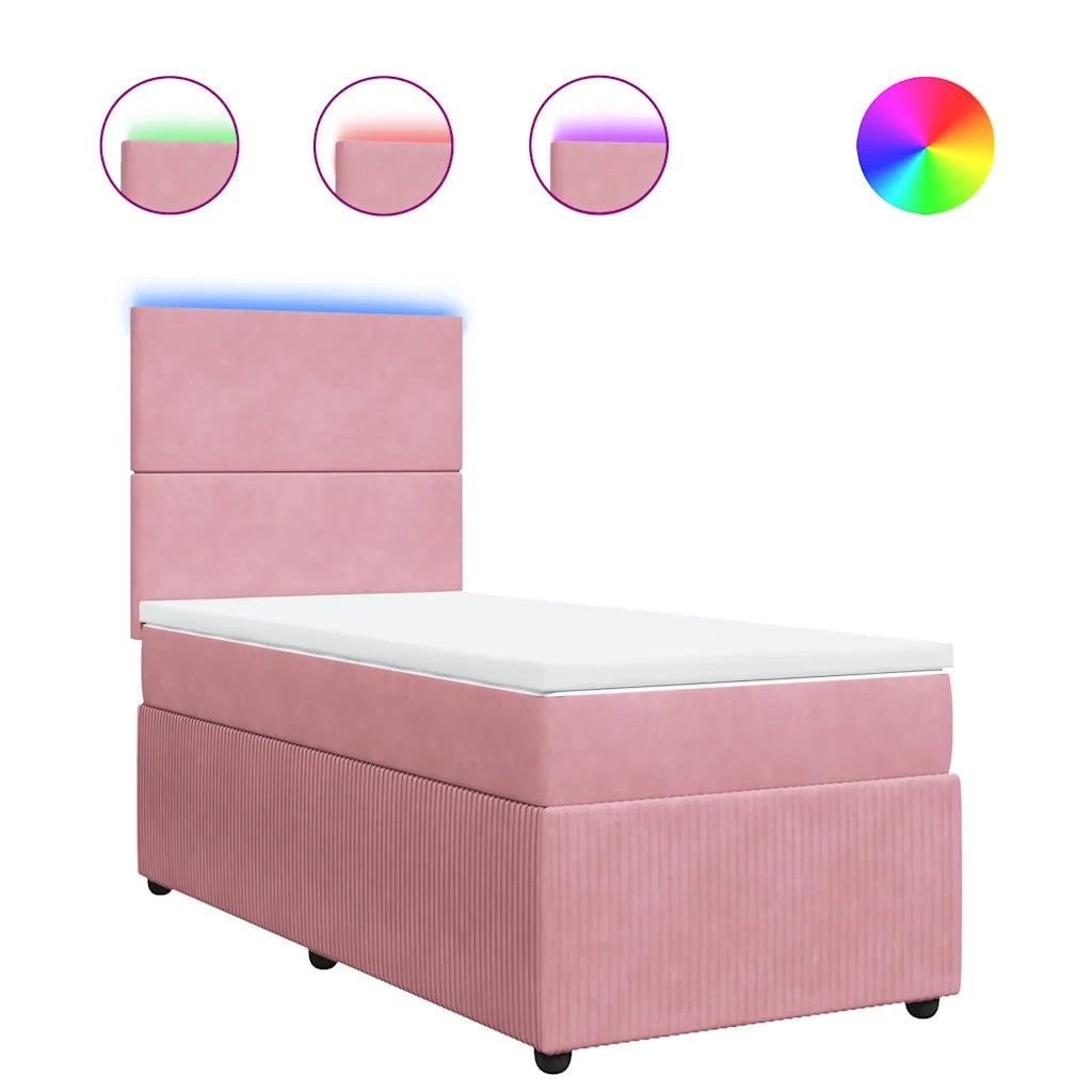 Giroletto a Molle con Materasso Rosa 80x200 cm in Velluto
