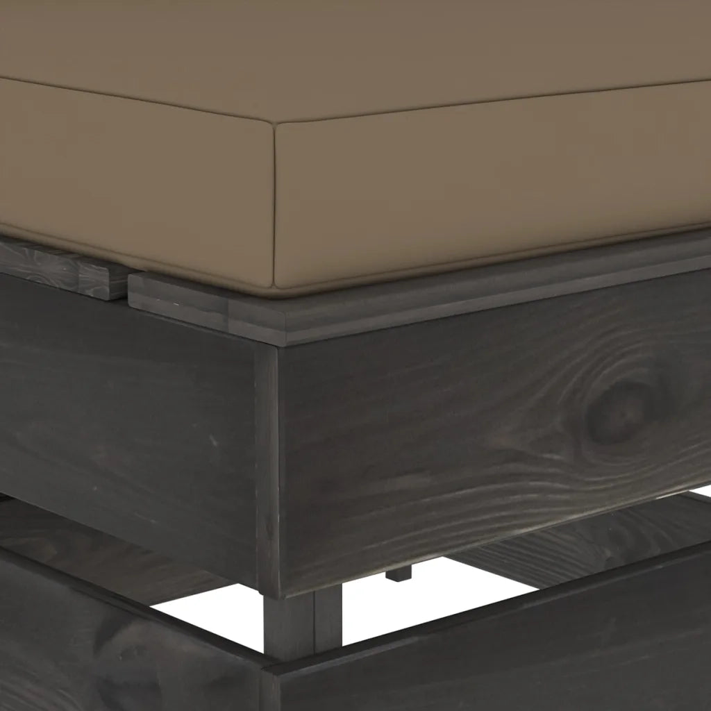 Divano Centrale Modulare con Cuscini in Legno Impregnato Grigio 3068128