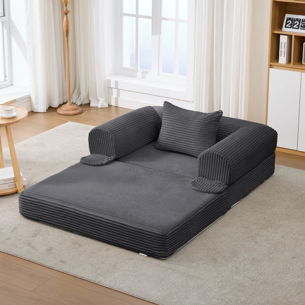 POLTRONA LETTO 33x33x95 cm Tessuto Corda Grigio con cuscino