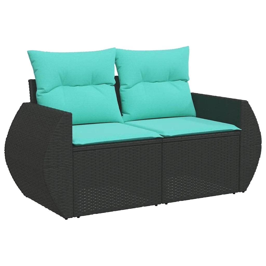 Set Divani da Giardino 5 pz con Cuscini Nero Polyrattan Acacia 3326558