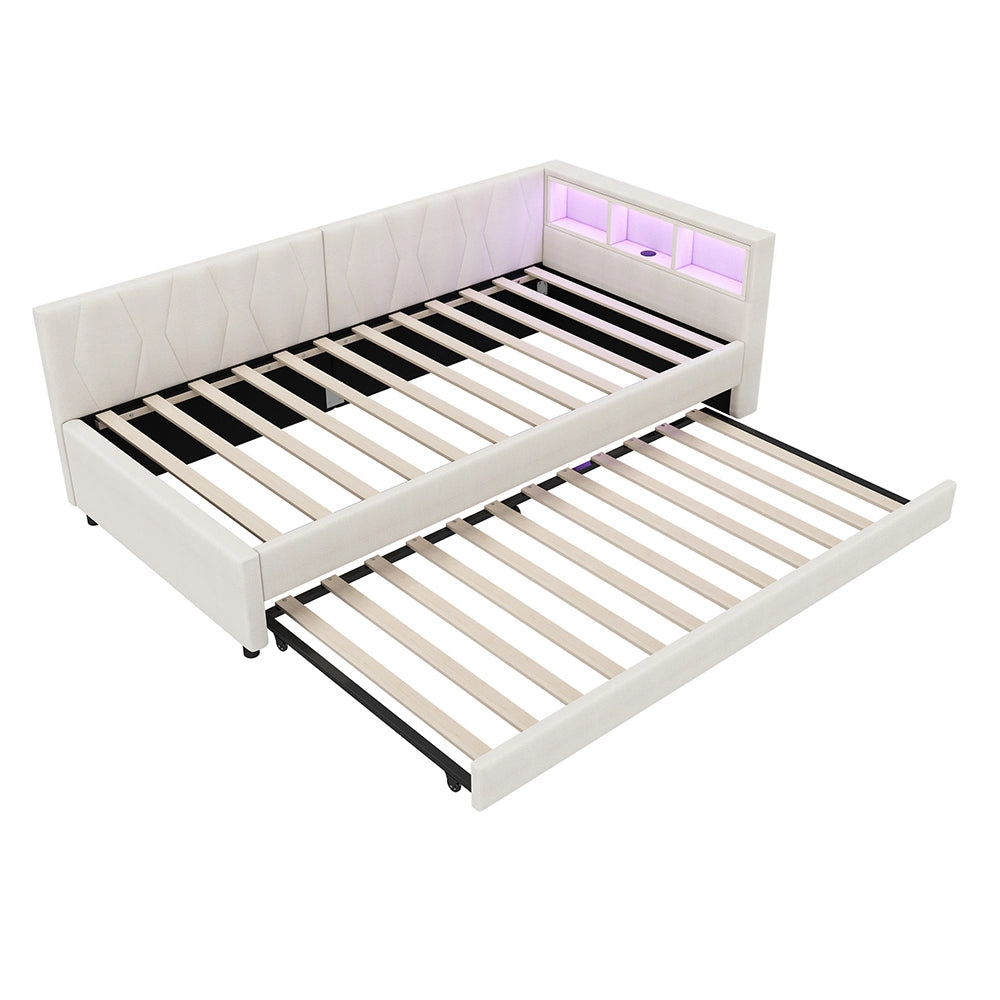 Daybed - Xylo - 90x200 cm LED USB contenitore beige