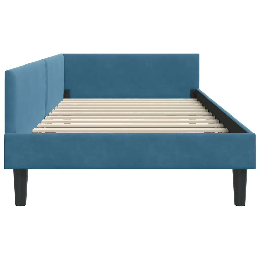 Letto singolo | Letto per adulti | Cornice del letto ad angolo Blu 100 cm x 200 cm Velluto