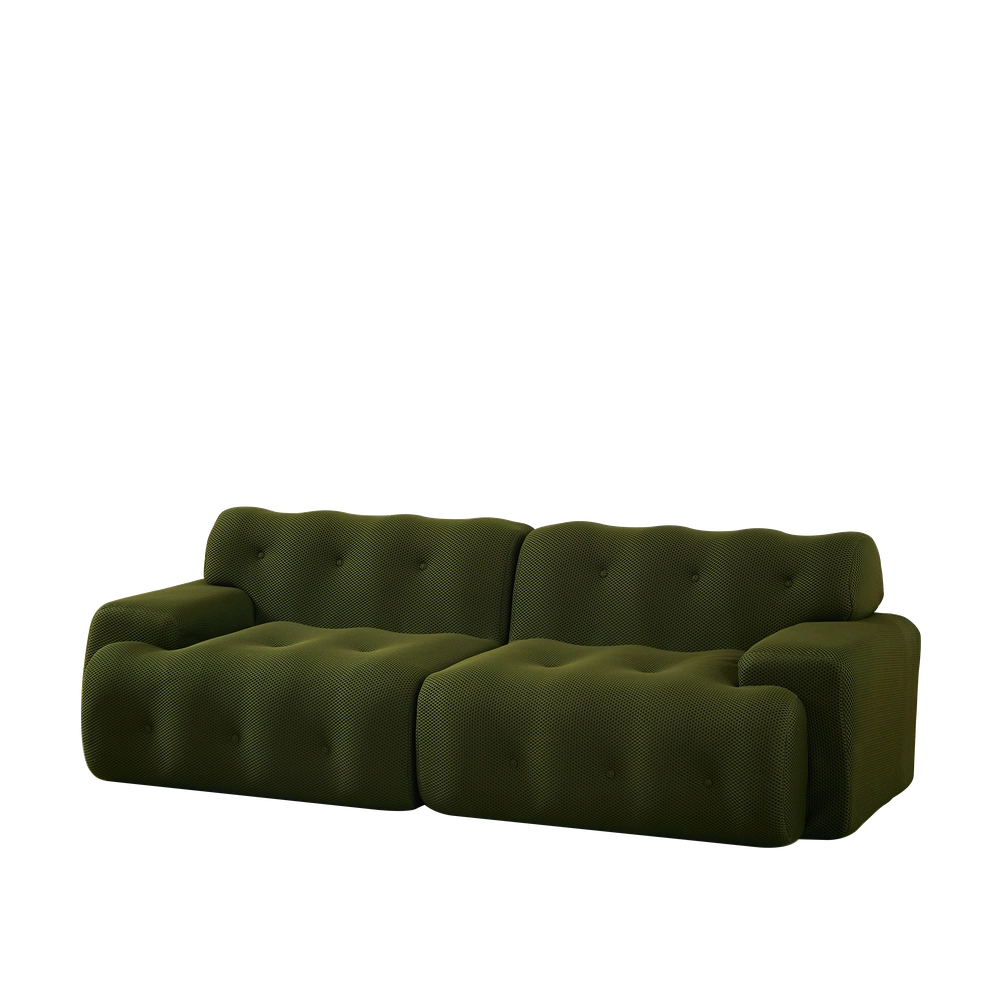 Divano 2 Posti con Braccioli e Bottoni ¨C Xylo ¨C Verde, Design Moderno