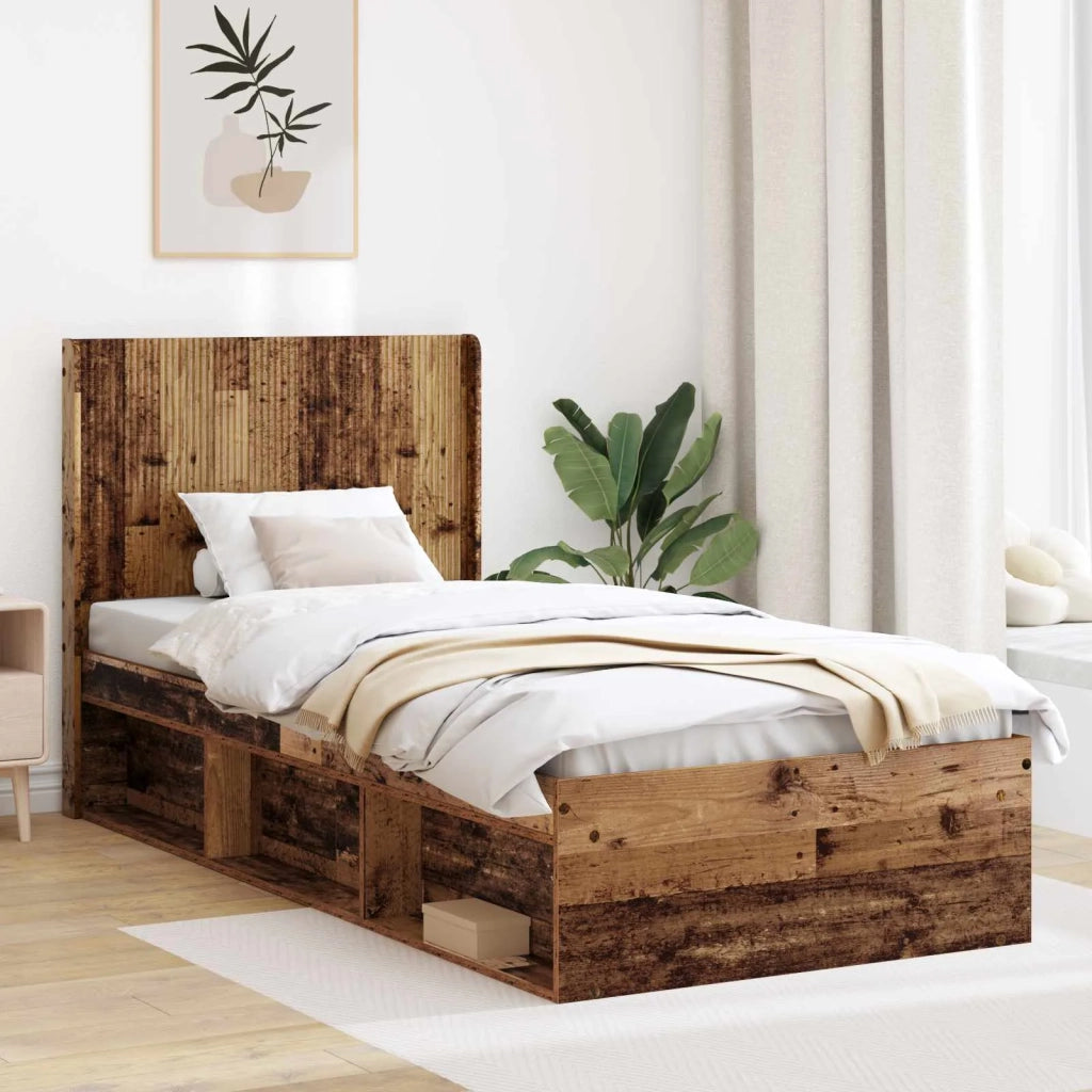 Struttura del letto con stoccaggio e testata Legno antico 3413915