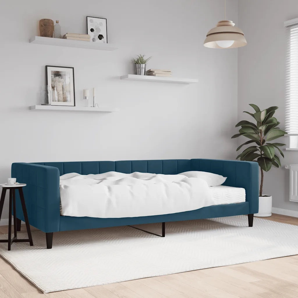 Divano letto | Sof¨¤ letto | Letto singolo con Materasso Blu 100x200 cm in Velluto