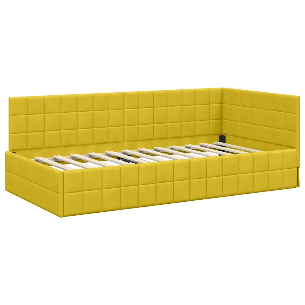 Cornice del letto ad angolo Giallo 90 cm x 200 cm Velluto 42016394