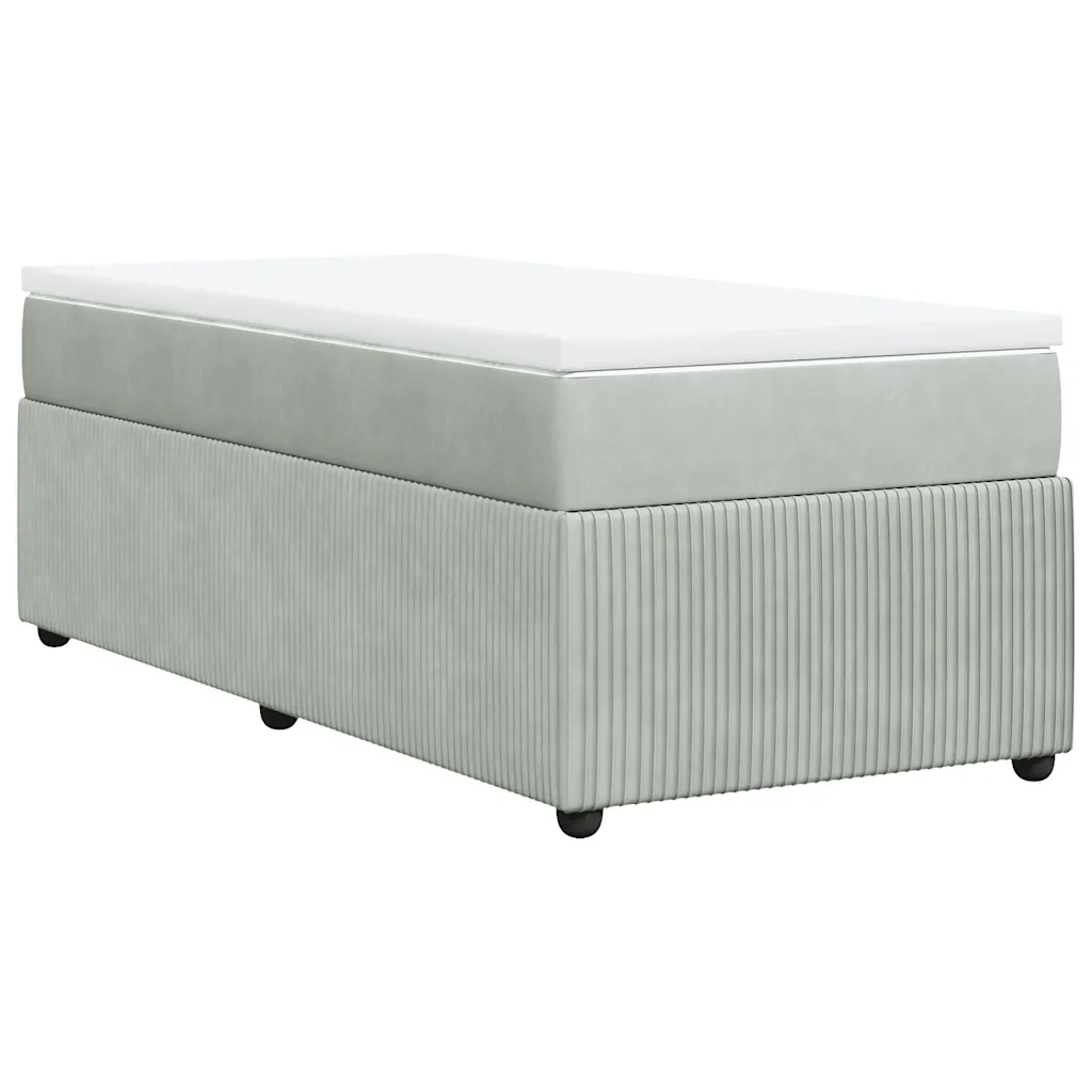 Giroletto a Molle con Materasso Grigio Chiaro 90x200 cm Velluto 3285614