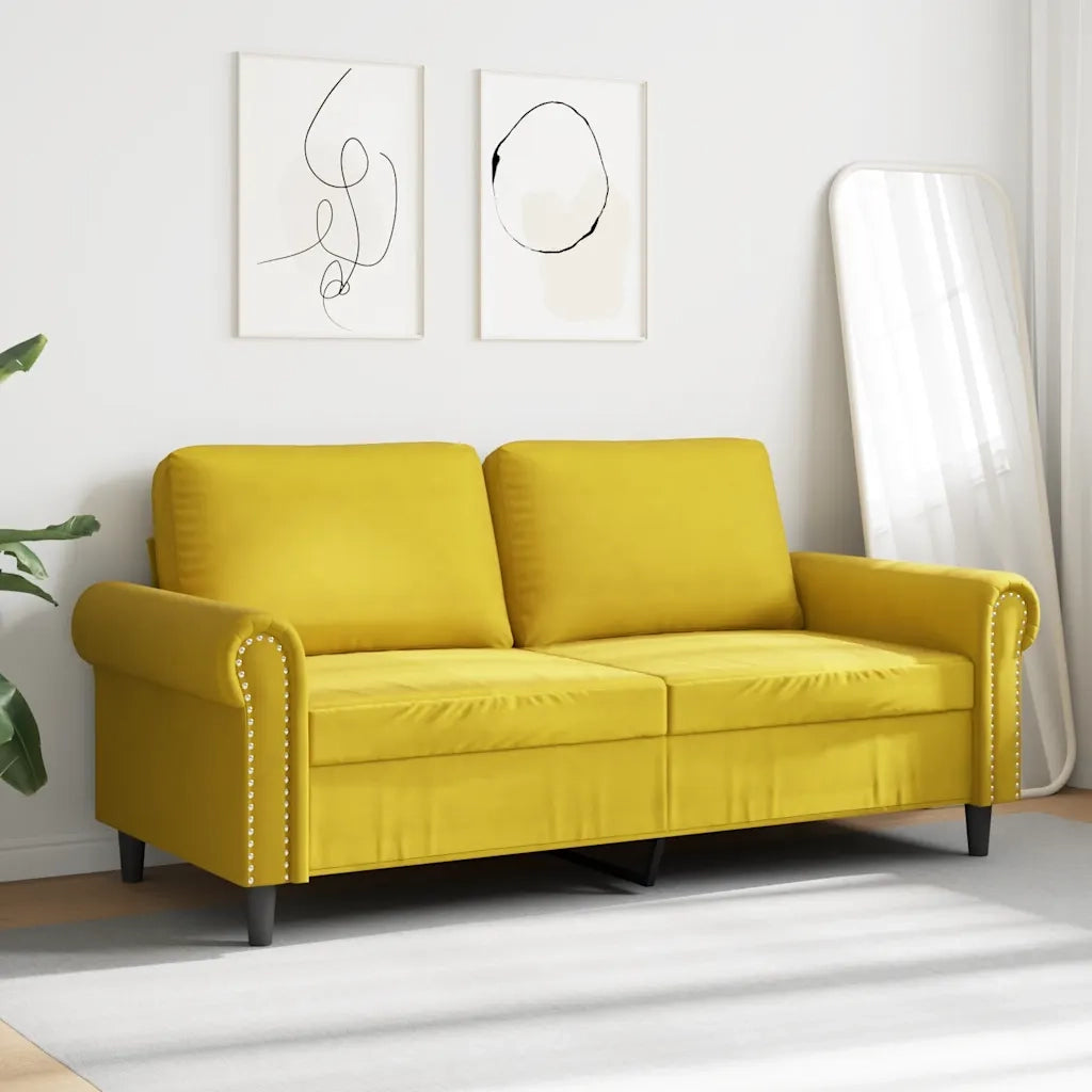 Divano a 2 Posti giallo 140 cm in Velluto 359535