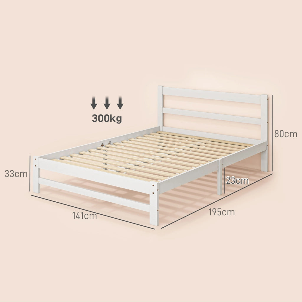 Letto Matrimoniale in Legno ¨C Minimal ¨C Bianco 195x141 cm