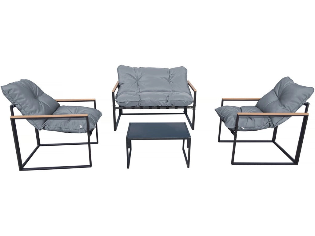 Set di mobili da giardino "Jules" - 4 posti - Grigio/Nero