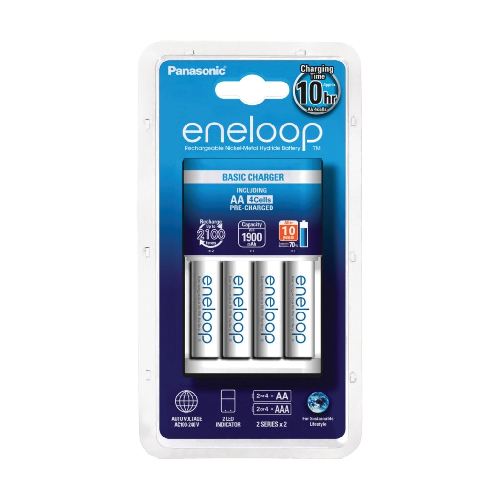 CARICABATTERIA ENELOOP per batterie AA e AAA NiMH con 4 batterie AA