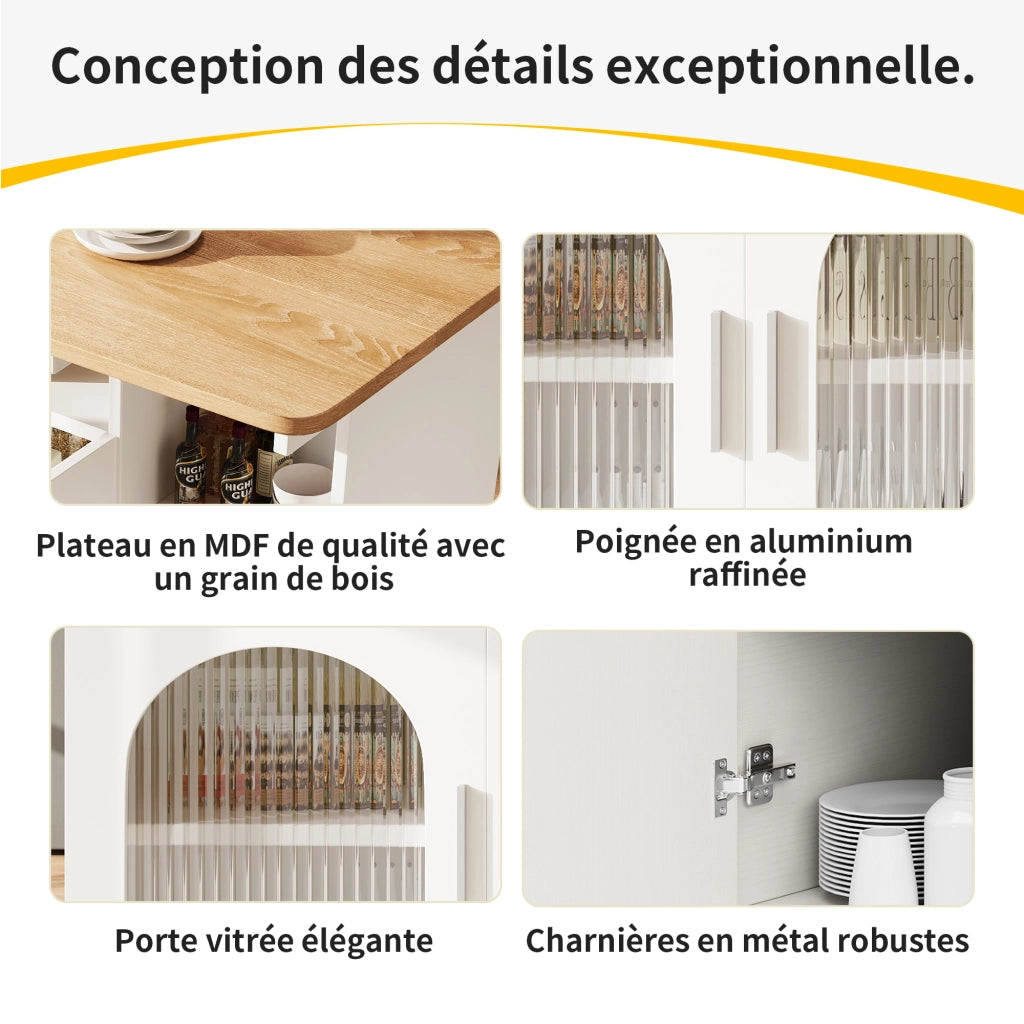 Isola Cucina Multifunzionale ¨C MINIMAL ¨C Bianco, Legno, con Ruote