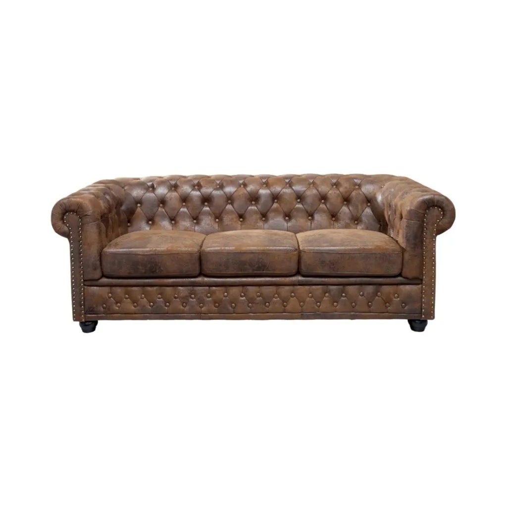 Divano dritto EDGAR – Marrone – 3 posti – Stile barocco