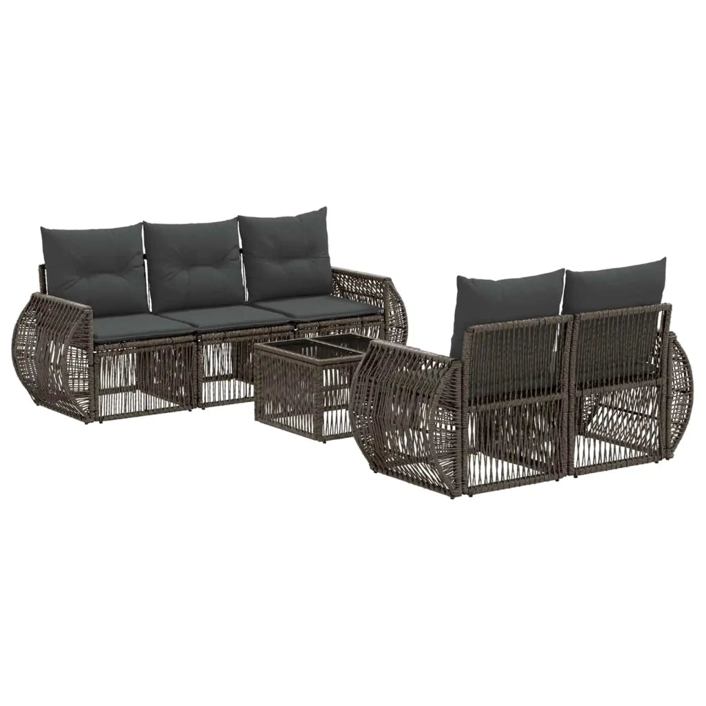 Set Divano da Giardino 6 pz Grigio polyrattan 3435347