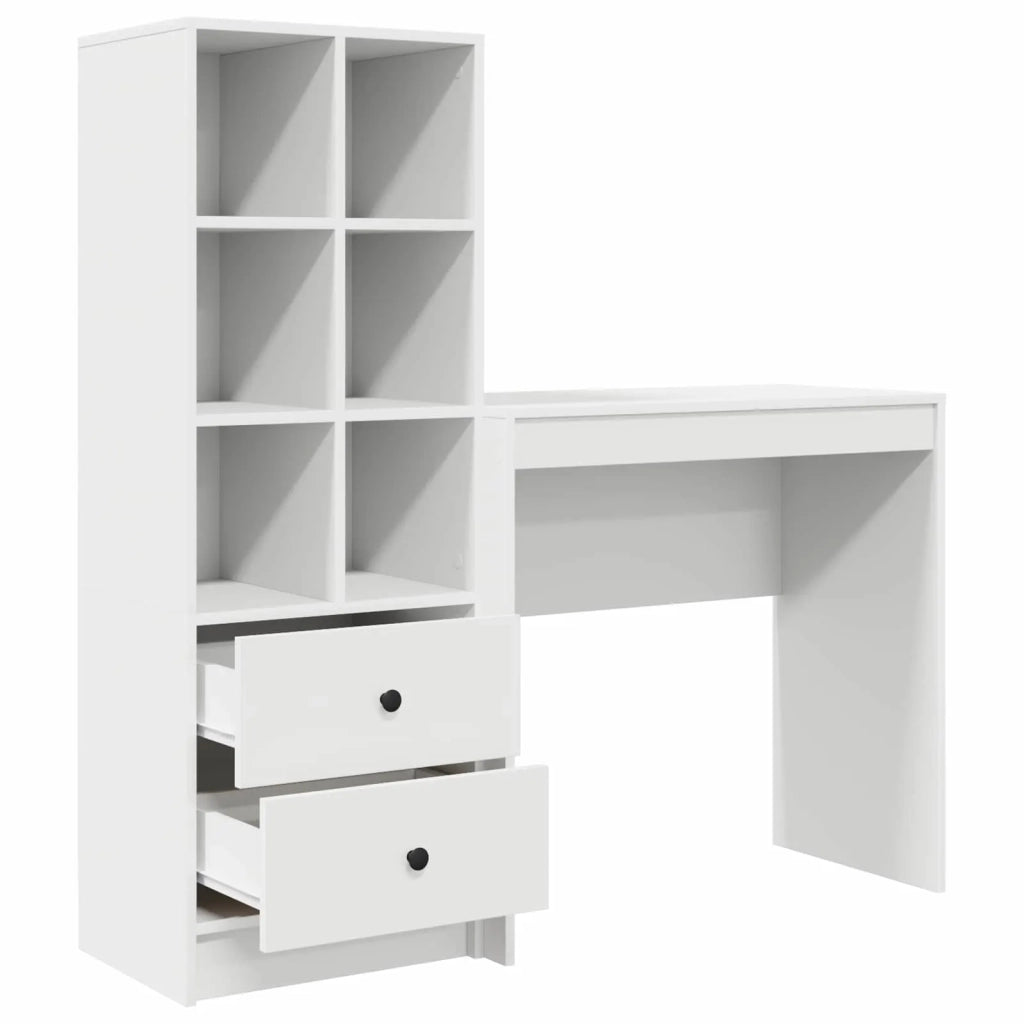 Scrivania con cassetto con lo scaffale 2 pcs Bianco 3337313
