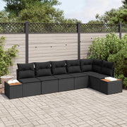 Set Divano da Giardino con cuscino 6 pcs Nero Polyrattan