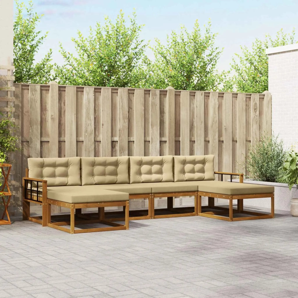 Set di divani da esterno con cuscino 6 pcs Naturale e Beige 3367976