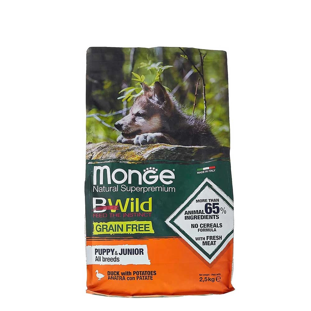 Monge Dog Bwild Grain Free Puppy Junior All Breed Anatra e Patate 2,5