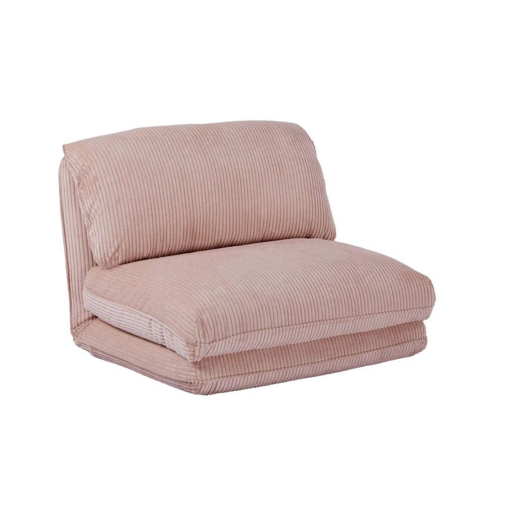 Poltrona letto convertibile velluto a coste grosse coste, rosa pallido