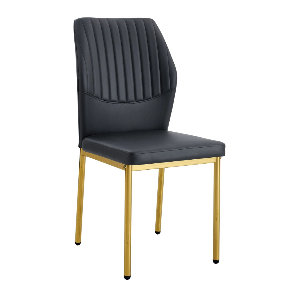 Set 4 Sedie da Pranzo ¨C MINIMAL ¨C PU Nero, Gambe Oro in Metallo