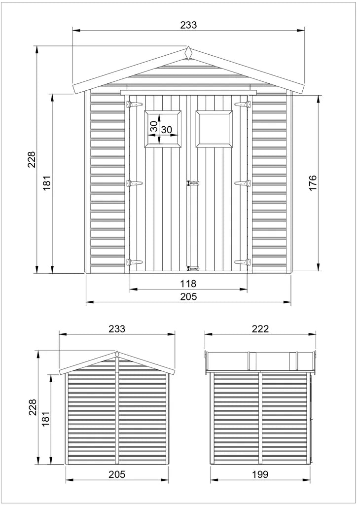 Casa da giardino in legno naturale H228x222x233 cm/4,08 m?²- TIMBELA M351