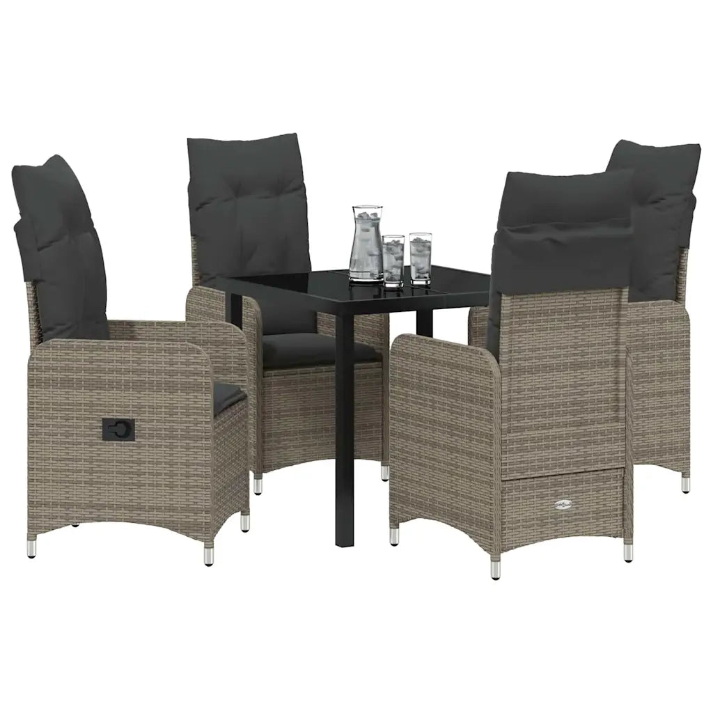 Set da Pranzo per Giardino con cuscino 5 pcs Grigio polyrattan 3379647