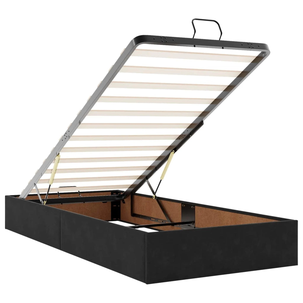 Letto ottomano con materasso con testiera 2 pcs Nero Velluto 3456728