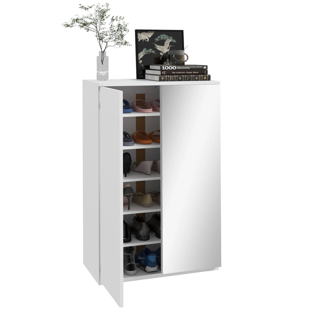 Scarpiera con Specchio per 18 Paia ¨C Minimal ¨C Bianco 60x32x95 cm