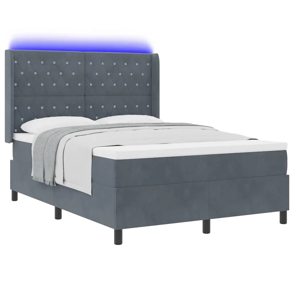 Letto a molle con materasso Grigio scuro 160 x 200 cm Velluto 3343821