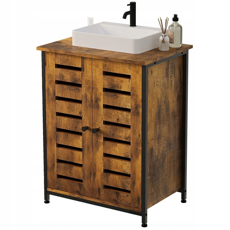 Mobile bagno in stile loft marrone, rustico