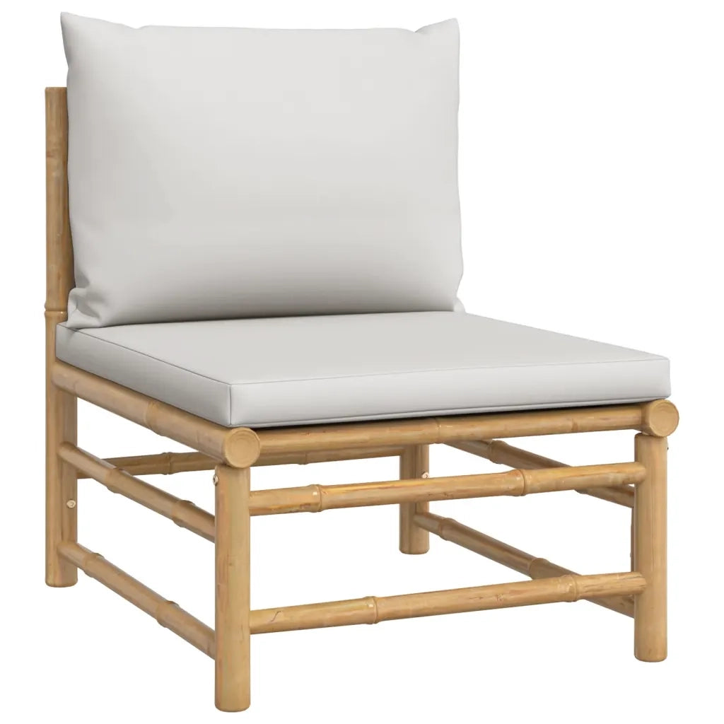 Set Salotto da Giardino 8pz con Cuscini Grigio Chiaro Bambù 3155095