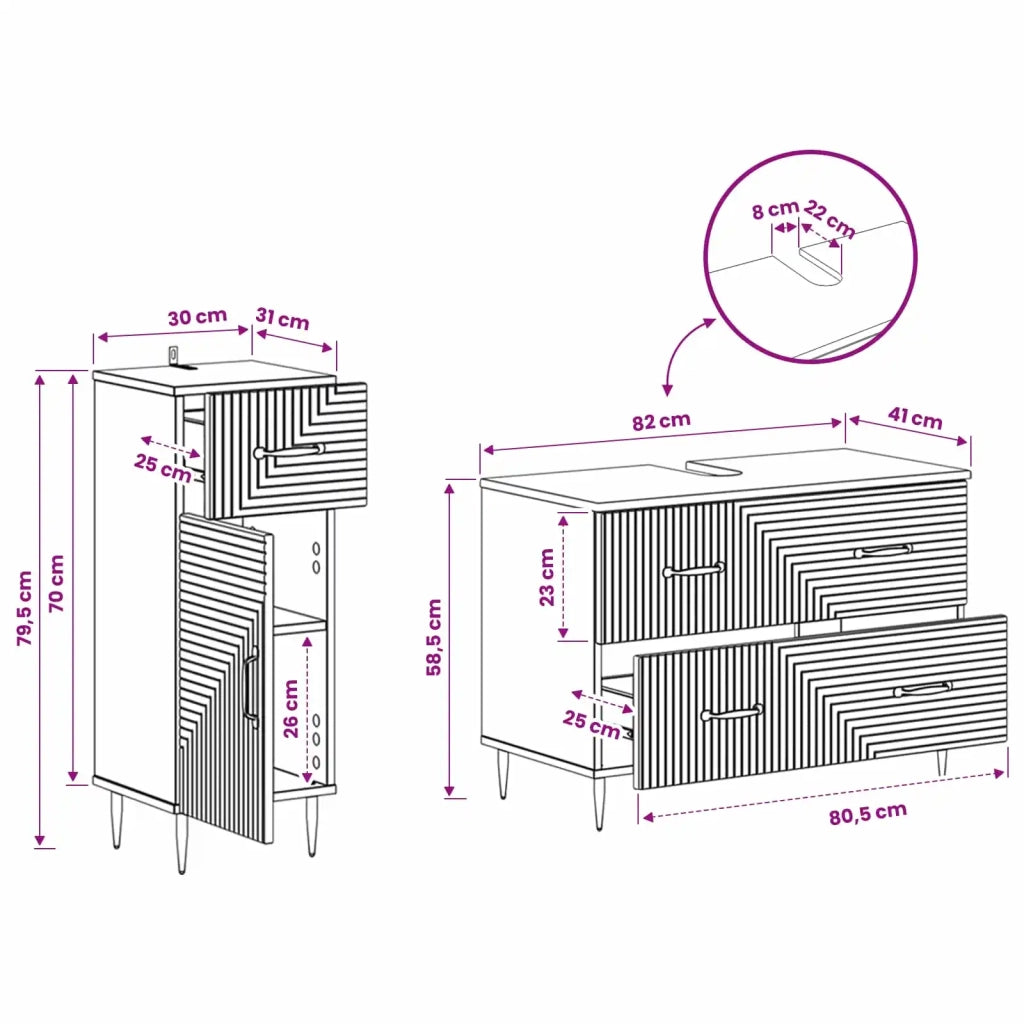 Set di Armadi da Bagno da 2 Pezzi HAARLEM Sonoma grigio 3417699