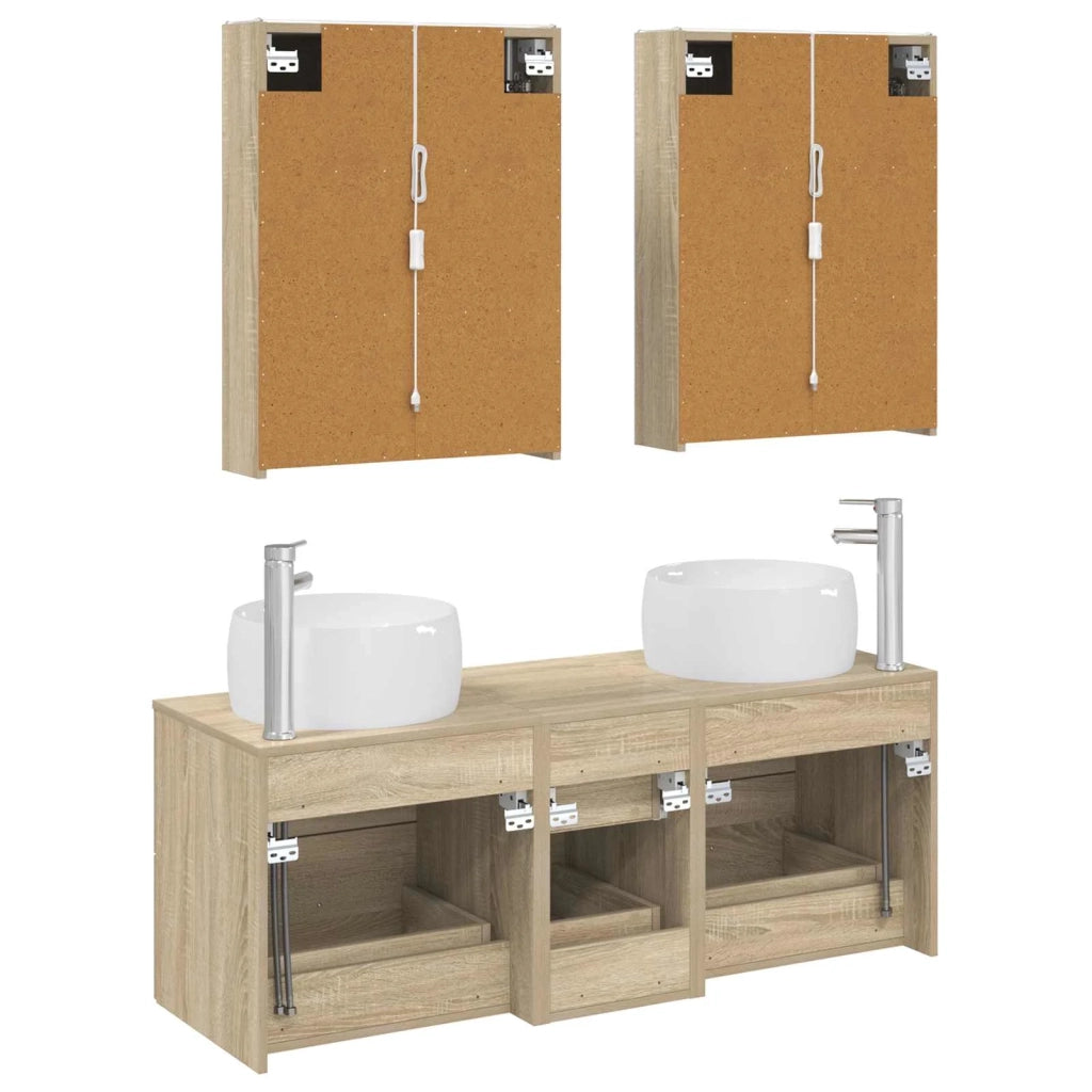 Set di mobili per il bagno 5 pz Rovere Sonoma 3407049