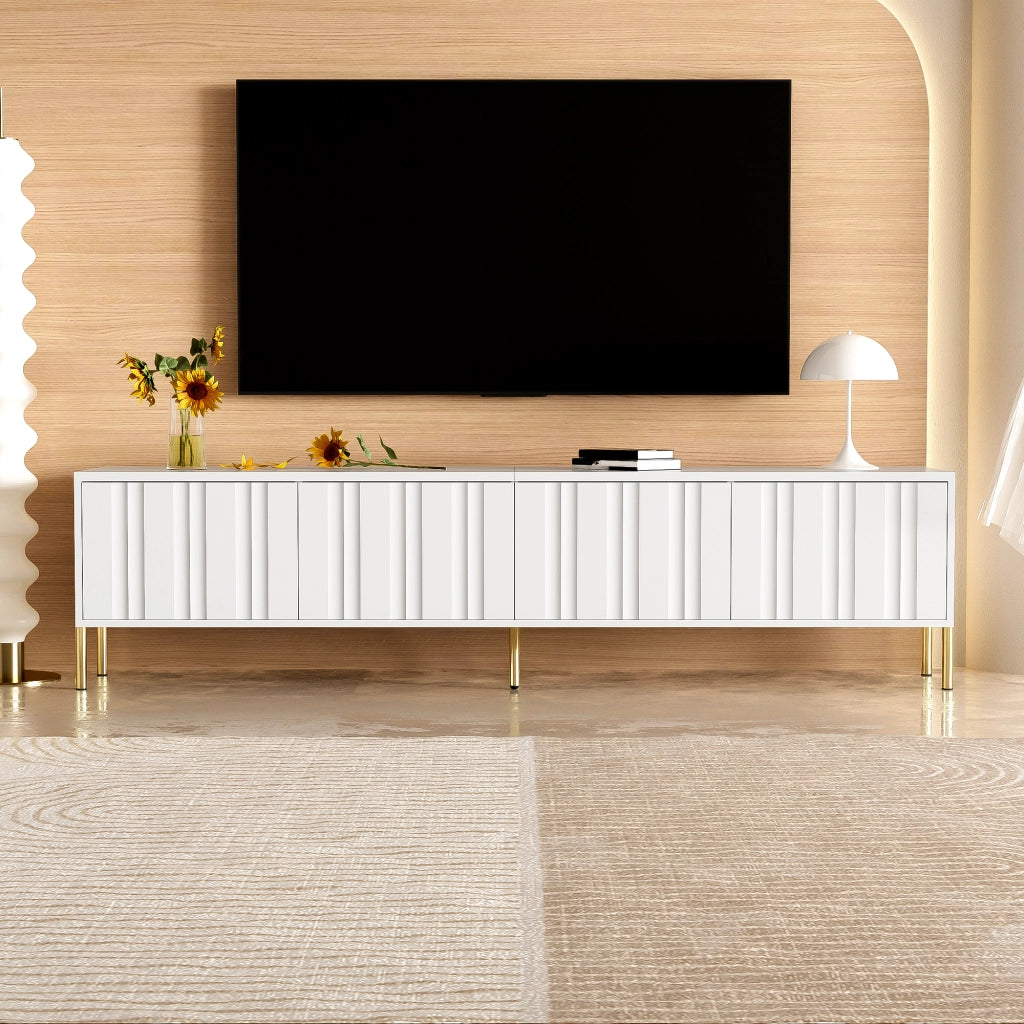 Cassettiera TV bianca; MDF e truciolare; 190 cm