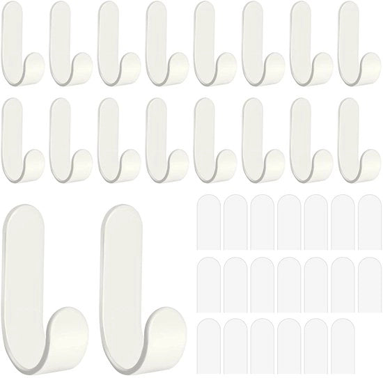 Haken per Parete Autoadesivi - Forti e Resistenti - Set da 20