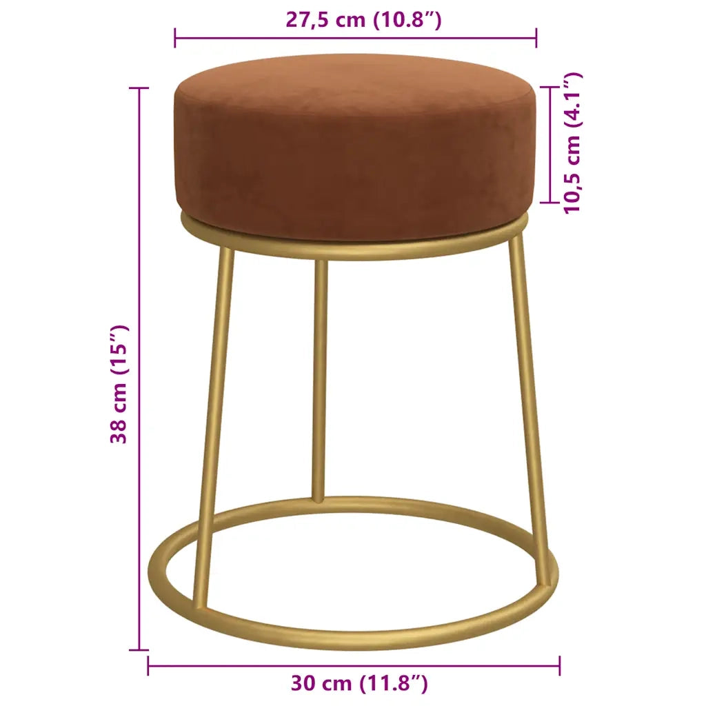 Sgabello Rotondo Marrone in Velluto CFW4398052