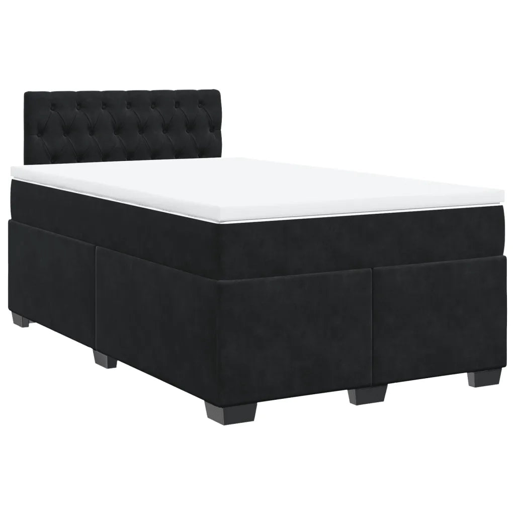 Giroletto a Molle con Materasso Nero 120x190 cm in Velluto 3286266