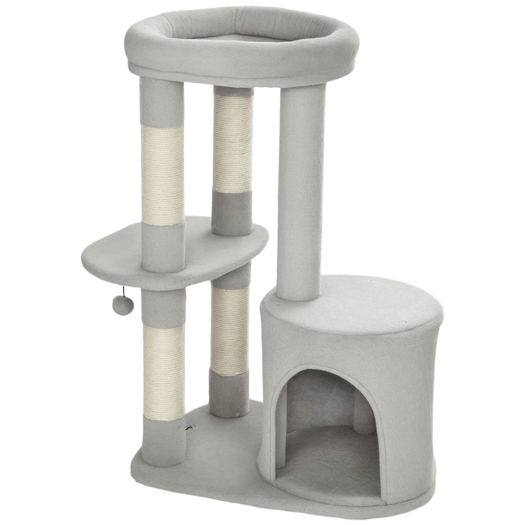 Arbre ¨¤ chat con piattaforma, tiragraffi e palla ¨C Minimal ¨C 60x45x90 cm, grigio chiaro