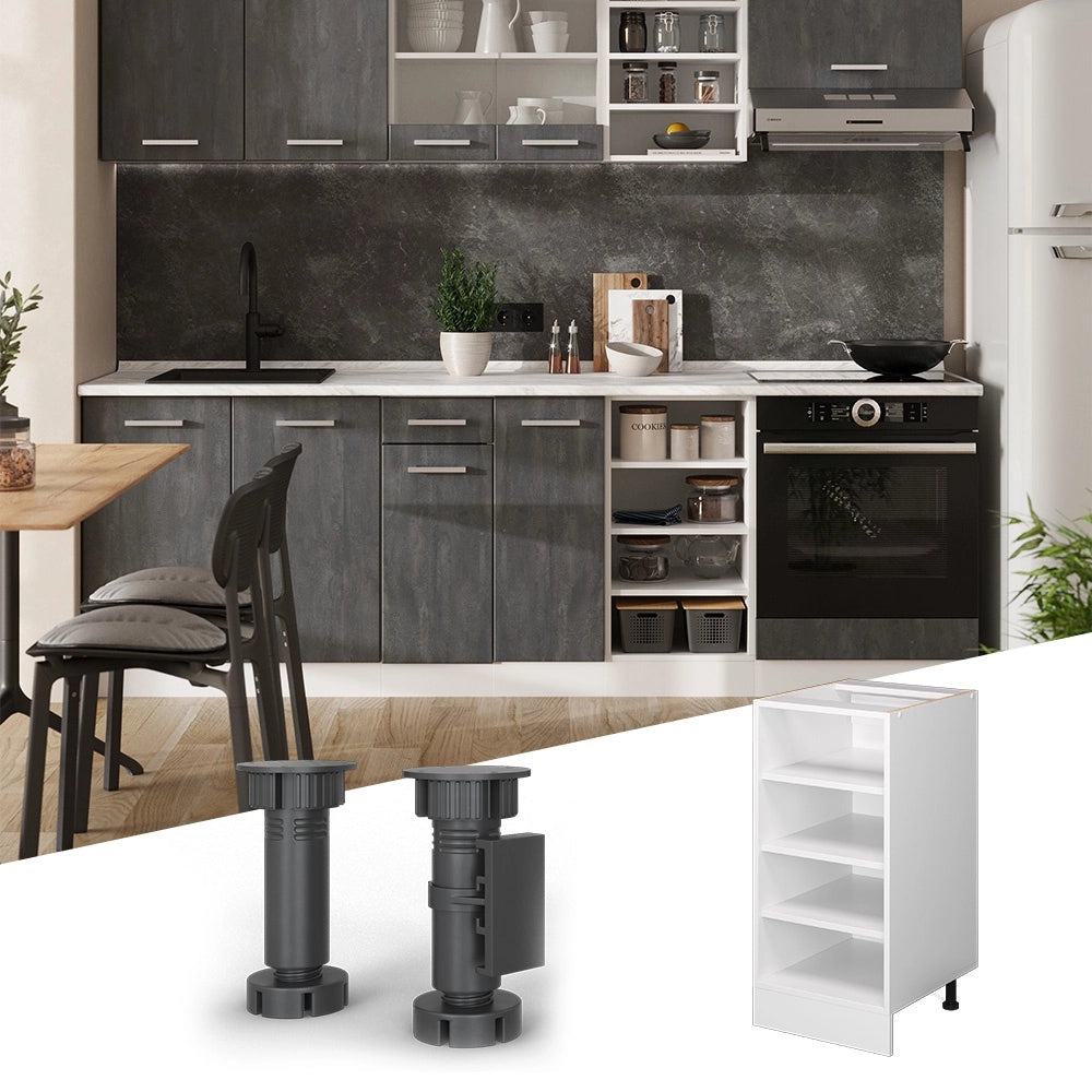 Scaffale da cucina R-Line Bianco/Bianco 40 cm, AP Antracite Vicco