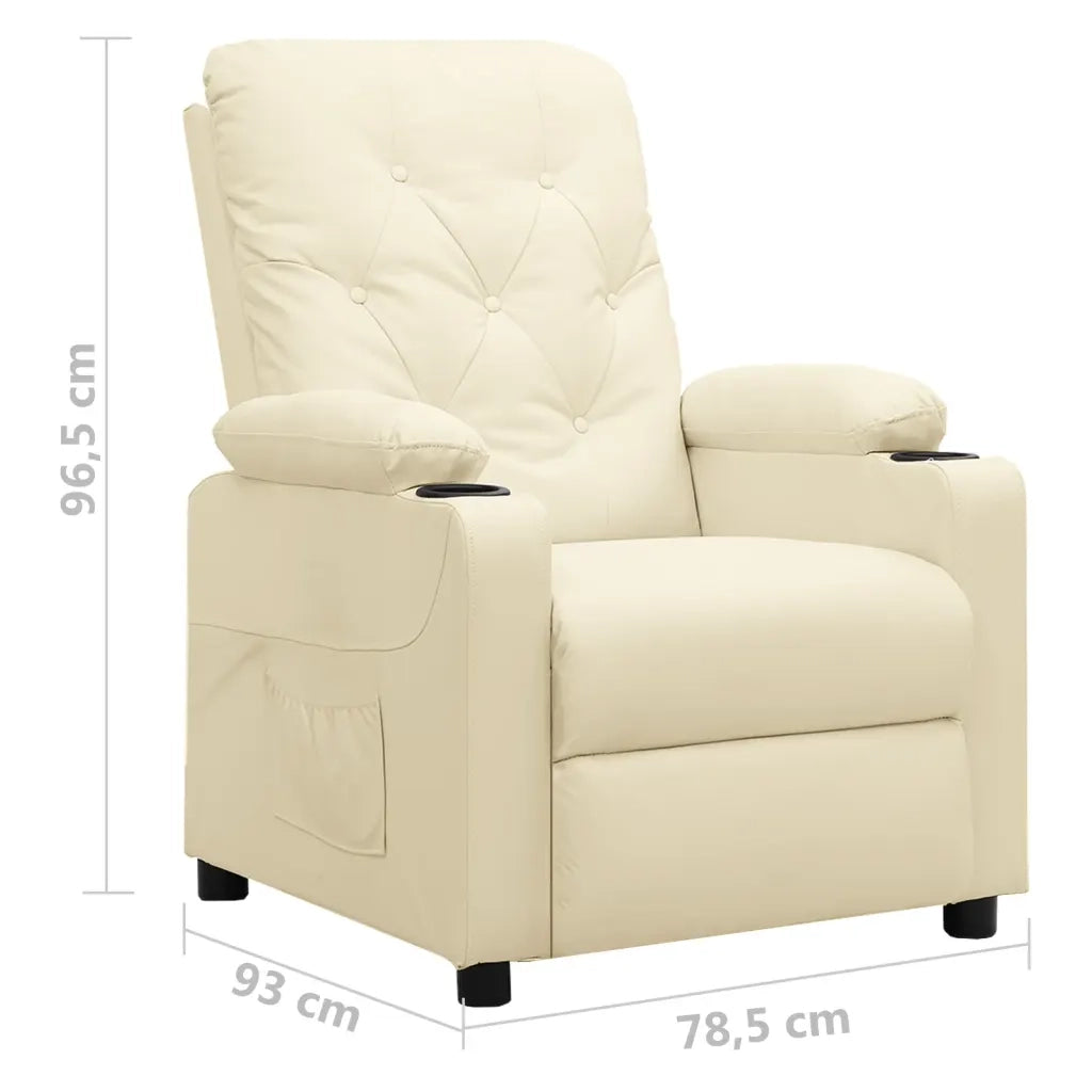 Poltrona | Sedia Relax Reclinabile Crema in Similpelle