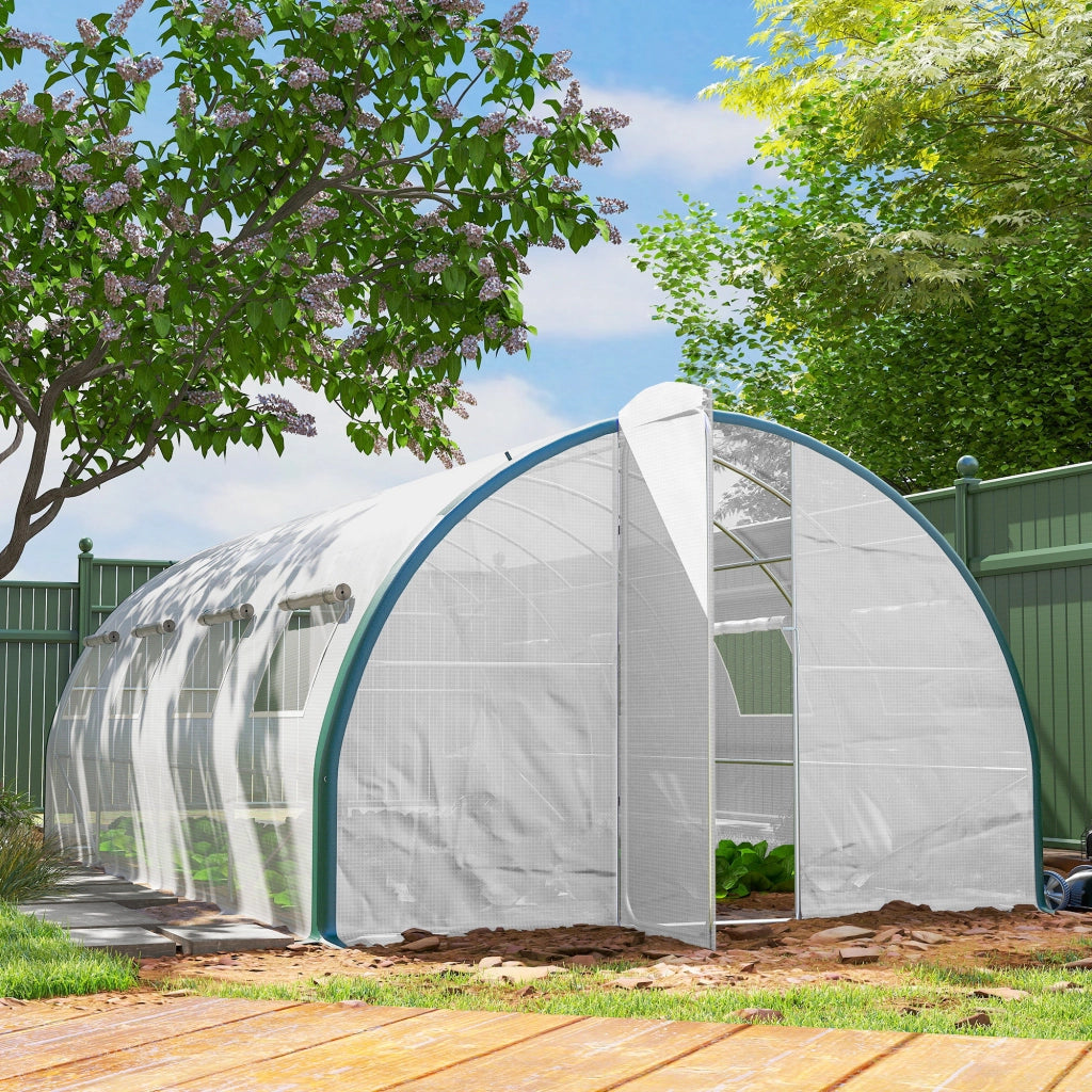 Serra da Giardino ¨C Minimal ¨C Bianco e Verde, 6x3 m, PE, Poliestere, Acciaio Zincato
