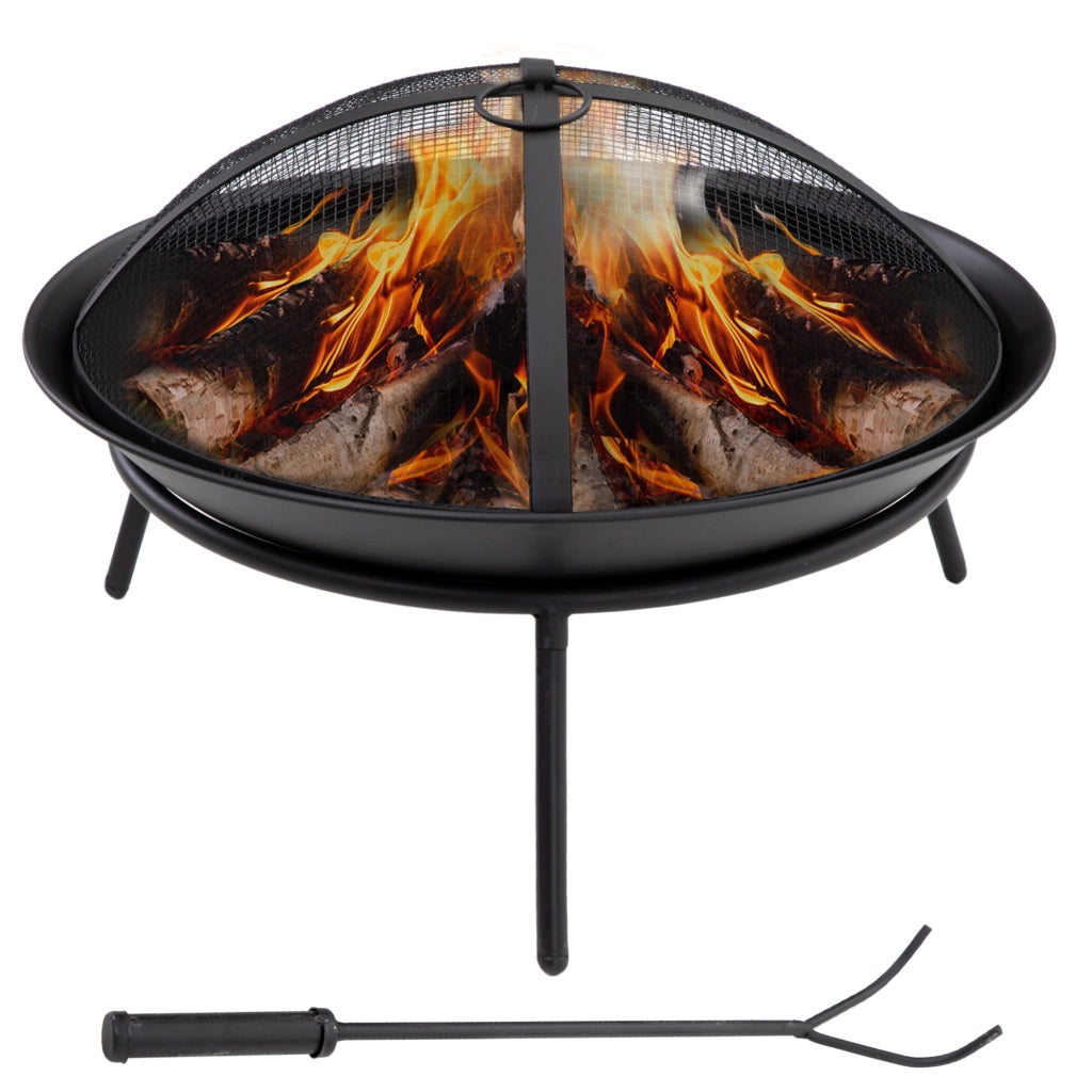 Braciere da Esterno con Coperchio e Attizzatoio ¨C Minimal ¨C ?47x33 cm Nero