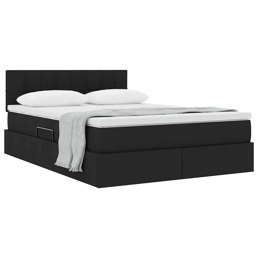 Letto con contenitore e materasso Nero 140 x 190 cm
