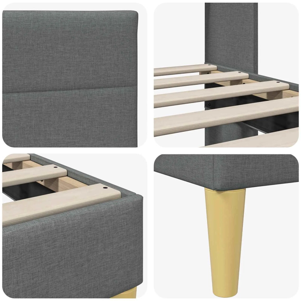 Letto matrimoniale | Letto per adulti | Struttura del letto Grigio Scuro 200 x 200 cm Tessuto