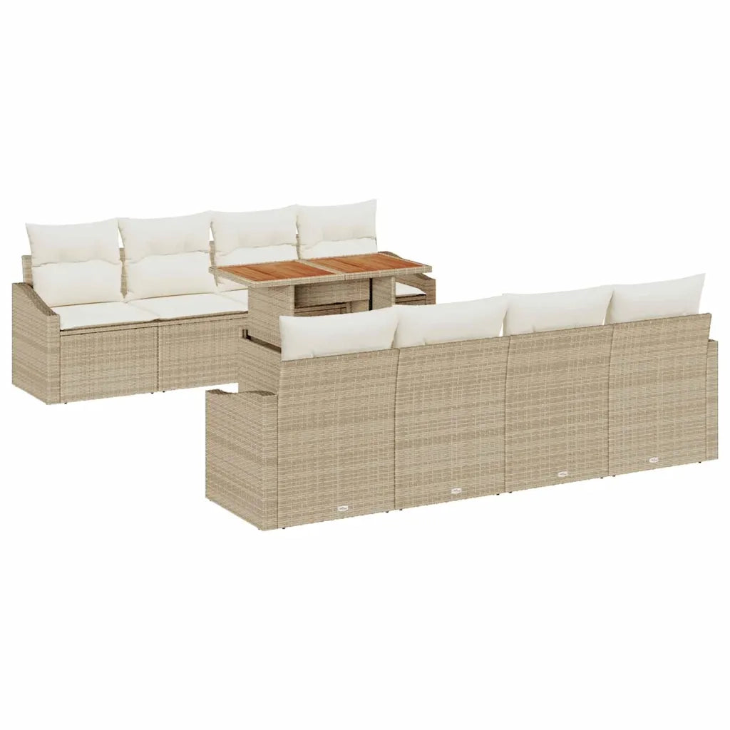 Set da Pranzo per Giardino con cuscino 9 pcs Beige e Crema 3349812