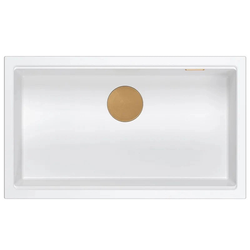 Lavello In Granito Logan 110 White Tappo rame spazzolato