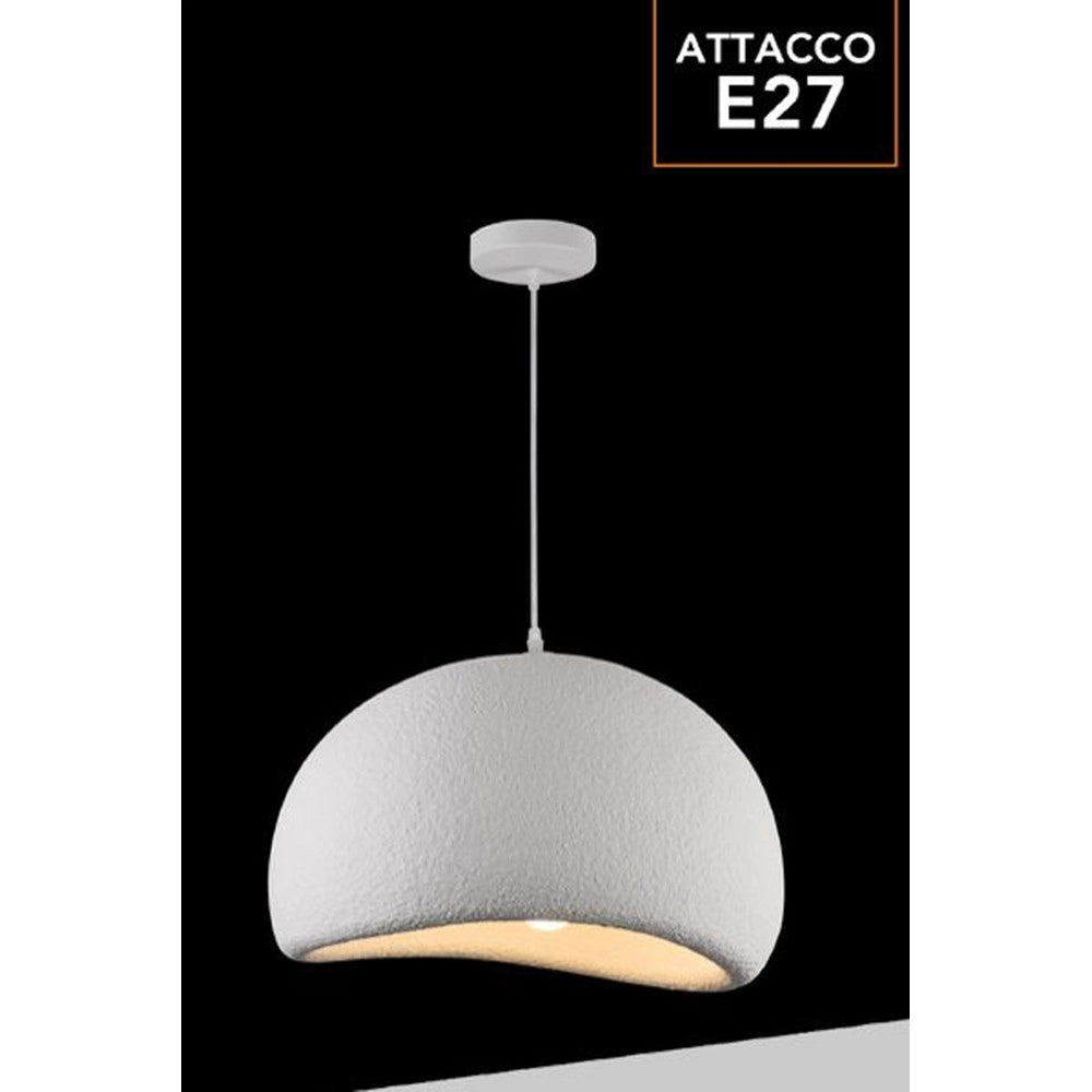 Trade Shop - Lampadario A Sospensione Soffitto Effetto Pietra Bianco ø40/50/60cm Attacco E27 Ip20 B16-b -    -40 Cm   -