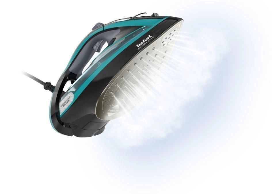 Tefal Ultimate Pure FV9844 Ferro da stiro a secco e a vapore Piastra Durilium Autoclean 3200 W Nero, Blu